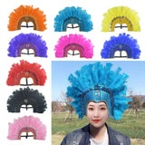 Maxbell Fashion Feather Headdress Art Headpiece for Stage Performance Photo Props Red