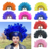 Maxbell Fashion Feather Headdress Art Headpiece for Stage Performance Photo Props Red