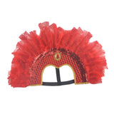 Maxbell Fashion Feather Headdress Art Headpiece for Stage Performance Photo Props Red