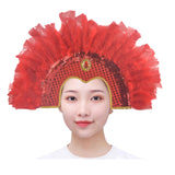 Maxbell Fashion Feather Headdress Art Headpiece for Stage Performance Photo Props Red