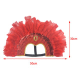 Maxbell Fashion Feather Headdress Art Headpiece for Stage Performance Photo Props Red