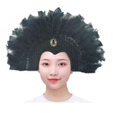 Maxbell Fashion Feather Headdress Art Headpiece for Stage Performance Photo Props Black