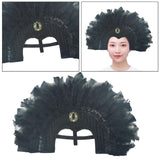 Maxbell Fashion Feather Headdress Art Headpiece for Stage Performance Photo Props Black