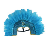 Maxbell Fashion Feather Headdress Art Headpiece for Stage Performance Photo Props Blue