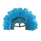 Maxbell Fashion Feather Headdress Art Headpiece for Stage Performance Photo Props Blue