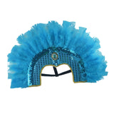 Maxbell Fashion Feather Headdress Art Headpiece for Stage Performance Photo Props Blue