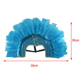 Maxbell Fashion Feather Headdress Art Headpiece for Stage Performance Photo Props Blue