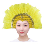 Maxbell Fashion Feather Headdress Art Headpiece for Stage Performance Photo Props Yellow