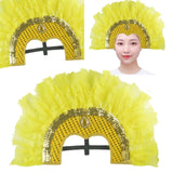 Maxbell Fashion Feather Headdress Art Headpiece for Stage Performance Photo Props Yellow