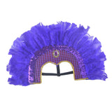 Maxbell Fashion Feather Headdress Art Headpiece for Stage Performance Photo Props Violet