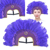 Maxbell Fashion Feather Headdress Art Headpiece for Stage Performance Photo Props Violet