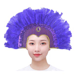 Maxbell Fashion Feather Headdress Art Headpiece for Stage Performance Photo Props Violet