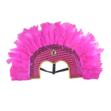 Maxbell Fashion Feather Headdress Art Headpiece for Stage Performance Photo Props Rose Pink