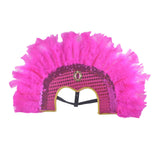 Maxbell Fashion Feather Headdress Art Headpiece for Stage Performance Photo Props Rose Pink