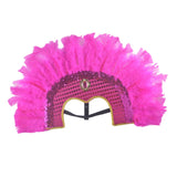 Maxbell Fashion Feather Headdress Art Headpiece for Stage Performance Photo Props Rose Pink