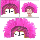 Maxbell Fashion Feather Headdress Art Headpiece for Stage Performance Photo Props Rose Pink