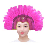 Maxbell Fashion Feather Headdress Art Headpiece for Stage Performance Photo Props Rose Pink