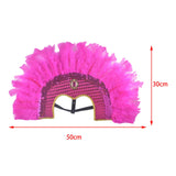Maxbell Fashion Feather Headdress Art Headpiece for Stage Performance Photo Props Rose Pink