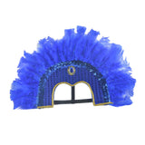 Maxbell Fashion Feather Headdress Art Headpiece for Stage Performance Photo Props Deep Blue