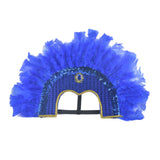 Maxbell Fashion Feather Headdress Art Headpiece for Stage Performance Photo Props Deep Blue