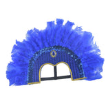 Maxbell Fashion Feather Headdress Art Headpiece for Stage Performance Photo Props Deep Blue