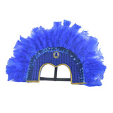 Maxbell Fashion Feather Headdress Art Headpiece for Stage Performance Photo Props Deep Blue