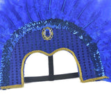 Maxbell Fashion Feather Headdress Art Headpiece for Stage Performance Photo Props Deep Blue