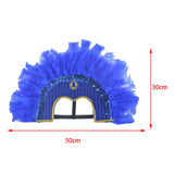 Maxbell Fashion Feather Headdress Art Headpiece for Stage Performance Photo Props Deep Blue