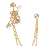 Maxbell Brooch Lapel Pin Violin Hanging Chains Collar Brooches for Women Men Aureate