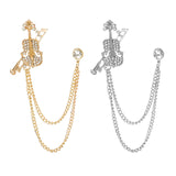 Maxbell Brooch Lapel Pin Violin Hanging Chains Collar Brooches for Women Men Aureate
