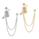 Maxbell Brooch Lapel Pin Violin Hanging Chains Collar Brooches for Women Men Aureate