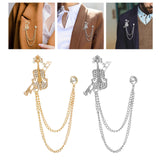 Maxbell Brooch Lapel Pin Violin Hanging Chains Collar Brooches for Women Men Aureate