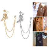 Maxbell Brooch Lapel Pin Violin Hanging Chains Collar Brooches for Women Men Aureate