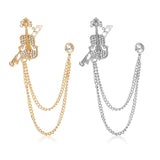 Maxbell Brooch Lapel Pin Violin Hanging Chains Collar Brooches for Women Men Aureate