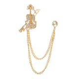 Maxbell Brooch Lapel Pin Violin Hanging Chains Collar Brooches for Women Men Aureate