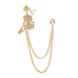 Maxbell Brooch Lapel Pin Violin Hanging Chains Collar Brooches for Women Men Aureate