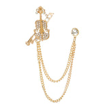 Maxbell Brooch Lapel Pin Violin Hanging Chains Collar Brooches for Women Men Aureate