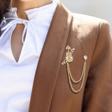 Maxbell Brooch Lapel Pin Violin Hanging Chains Collar Brooches for Women Men Aureate
