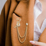 Maxbell Brooch Lapel Pin Violin Hanging Chains Collar Brooches for Women Men Aureate
