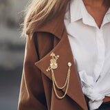 Maxbell Brooch Lapel Pin Violin Hanging Chains Collar Brooches for Women Men Aureate