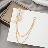Maxbell Brooch Lapel Pin Violin Hanging Chains Collar Brooches for Women Men Aureate