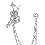 Maxbell Brooch Lapel Pin Violin Hanging Chains Collar Brooches for Women Men Argent