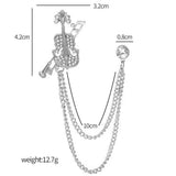 Maxbell Brooch Lapel Pin Violin Hanging Chains Collar Brooches for Women Men Argent