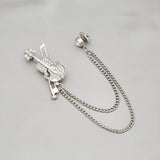Maxbell Brooch Lapel Pin Violin Hanging Chains Collar Brooches for Women Men Argent