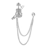 Maxbell Brooch Lapel Pin Violin Hanging Chains Collar Brooches for Women Men Argent