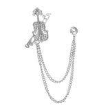 Maxbell Brooch Lapel Pin Violin Hanging Chains Collar Brooches for Women Men Argent
