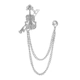 Maxbell Brooch Lapel Pin Violin Hanging Chains Collar Brooches for Women Men Argent