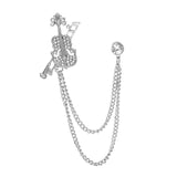 Maxbell Brooch Lapel Pin Violin Hanging Chains Collar Brooches for Women Men Argent