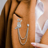 Maxbell Brooch Lapel Pin Violin Hanging Chains Collar Brooches for Women Men Argent