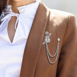Maxbell Brooch Lapel Pin Violin Hanging Chains Collar Brooches for Women Men Argent